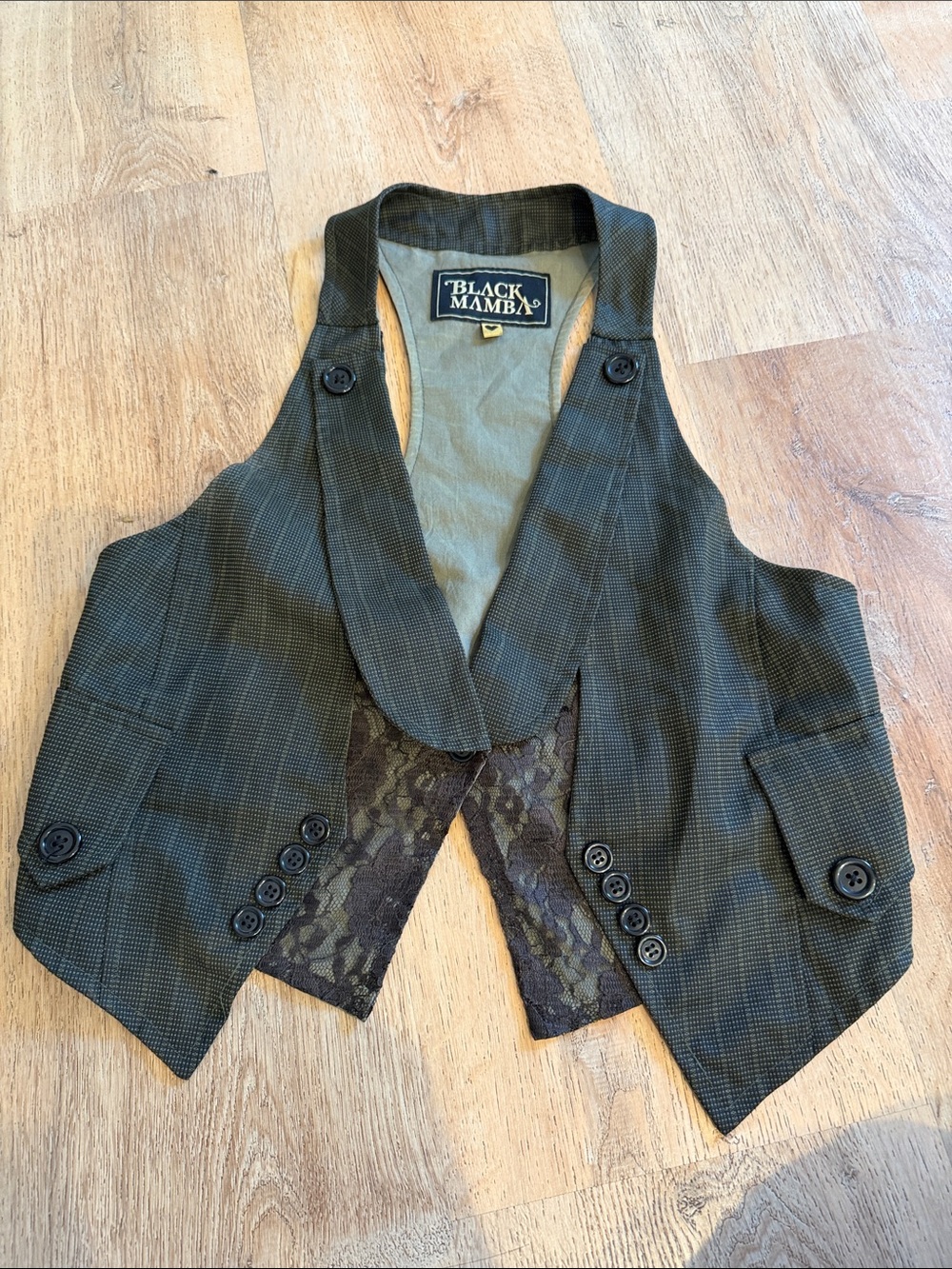 Mamba Olive Green Cropped Festival/Steampunk Vest